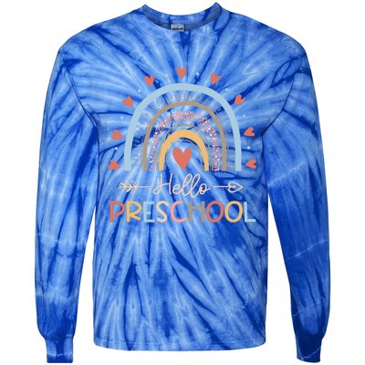 Boho Rainbow Hello Preschool First Day Of School Teacher Tie-Dye Long Sleeve Shirt