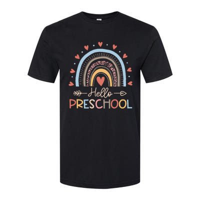 Boho Rainbow Hello Preschool First Day Of School Teacher Softstyle CVC T-Shirt