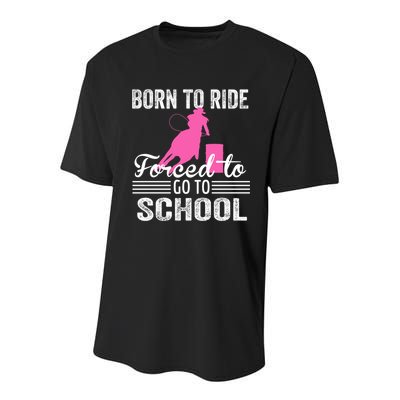 Born Ride Horse Forced To Go To School Equestrian Barrel Youth Performance Sprint T-Shirt