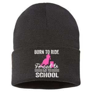 Born Ride Horse Forced To Go To School Equestrian Barrel Sustainable Knit Beanie