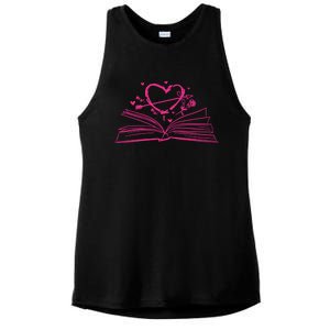 Bookworm Reading Hearts Valentines Day Book Lover Funny Gift Ladies PosiCharge Tri-Blend Wicking Tank