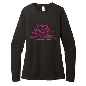 Bookworm Reading Hearts Valentines Day Book Lover Funny Gift Womens CVC Long Sleeve Shirt