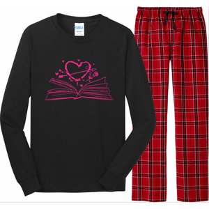 Bookworm Reading Hearts Valentines Day Book Lover Funny Gift Long Sleeve Pajama Set