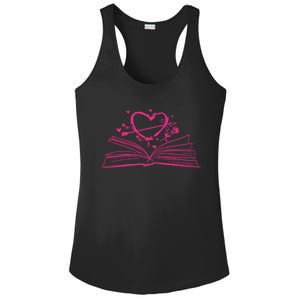 Bookworm Reading Hearts Valentines Day Book Lover Funny Gift Ladies PosiCharge Competitor Racerback Tank