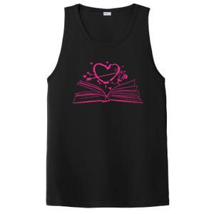 Bookworm Reading Hearts Valentines Day Book Lover Funny Gift PosiCharge Competitor Tank