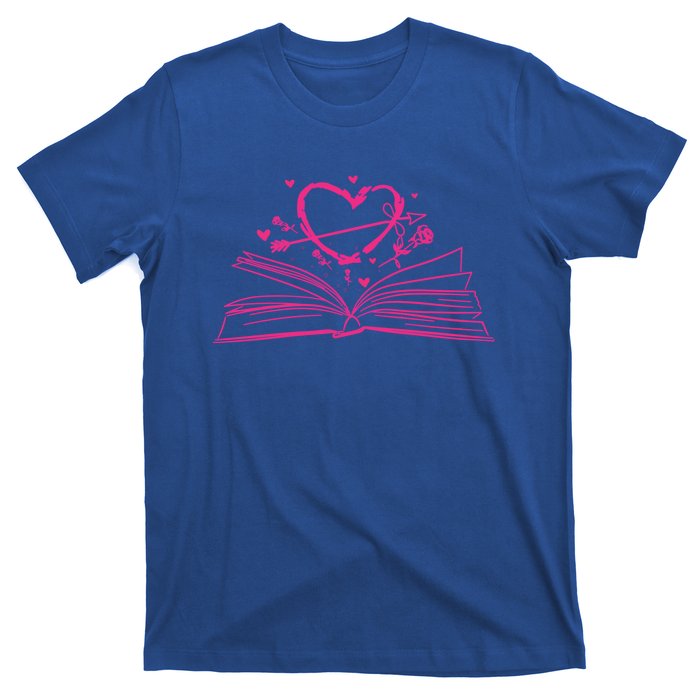 Bookworm Reading Hearts Valentines Day Book Lover Funny Gift T-Shirt