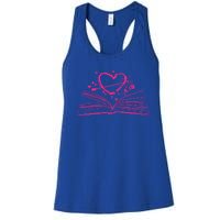 Bookworm Reading Hearts Valentines Day Book Lover Funny Gift Women's Racerback Tank