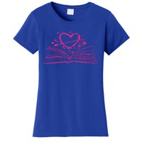 Bookworm Reading Hearts Valentines Day Book Lover Funny Gift Women's T-Shirt