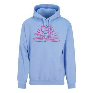 Bookworm Reading Hearts Valentines Day Book Lover Funny Gift Unisex Surf Hoodie