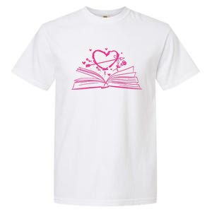 Bookworm Reading Hearts Valentines Day Book Lover Funny Gift Garment-Dyed Heavyweight T-Shirt