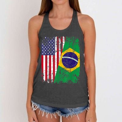 BRAZILIAN ROOTS | Half American Flag | BRAZIL Women's Knotted Racerback Tank