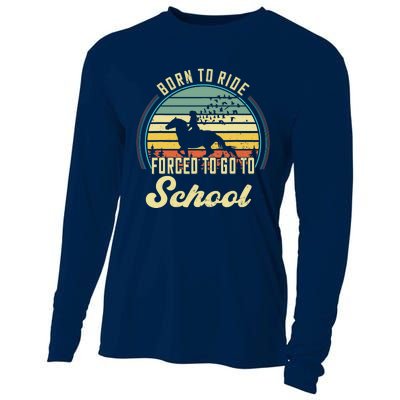 Born Ride Horses Forced To Go To School Cute Horse Girl Cooling Performance Long Sleeve Crew