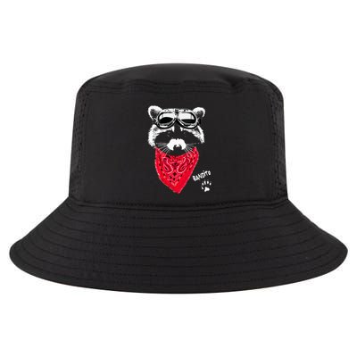 Bandito Raccoon In Red Scarf And Goggles Cool Comfort Performance Bucket Hat