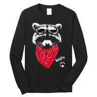 Bandito Raccoon In Red Scarf And Goggles Long Sleeve Shirt