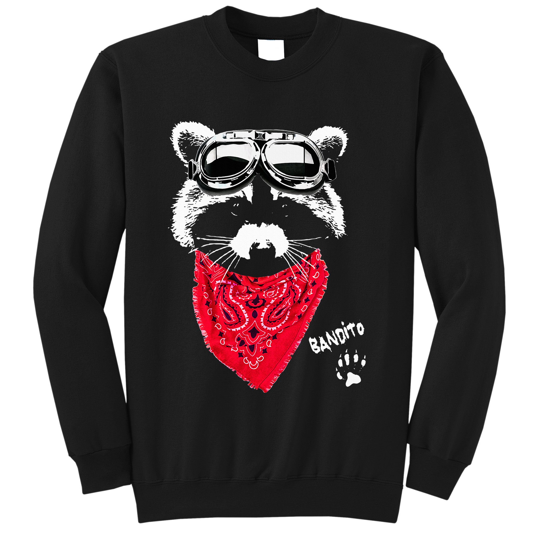 Bandito Raccoon In Red Scarf And Goggles Sweatshirt