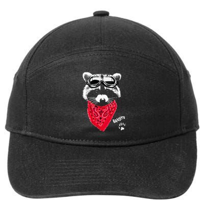Bandito Raccoon In Red Scarf And Goggles 7-Panel Snapback Hat