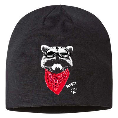 Bandito Raccoon In Red Scarf And Goggles Sustainable Beanie