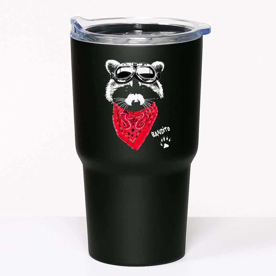 Bandito Raccoon In Red Scarf And Goggles Tumbler