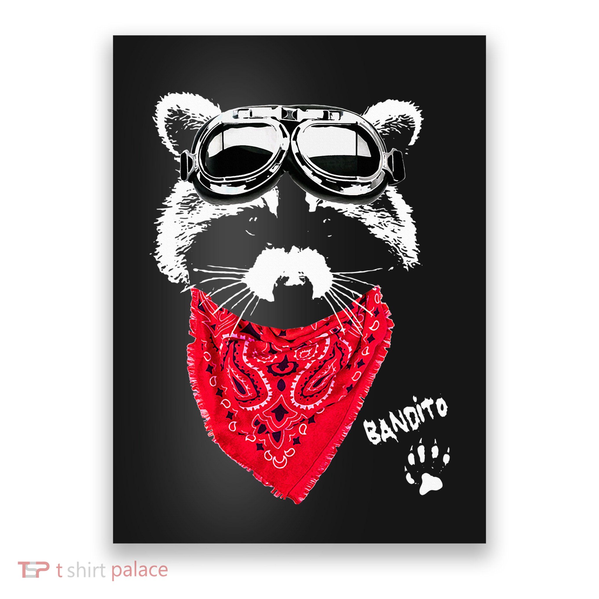 Bandito Raccoon In Red Scarf And Goggles Poster