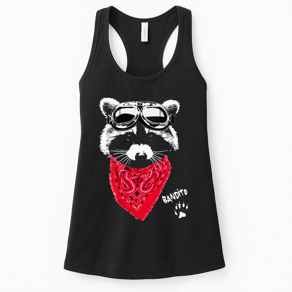 Bandito Raccoon In Red Scarf And Goggles Womens Tank Top