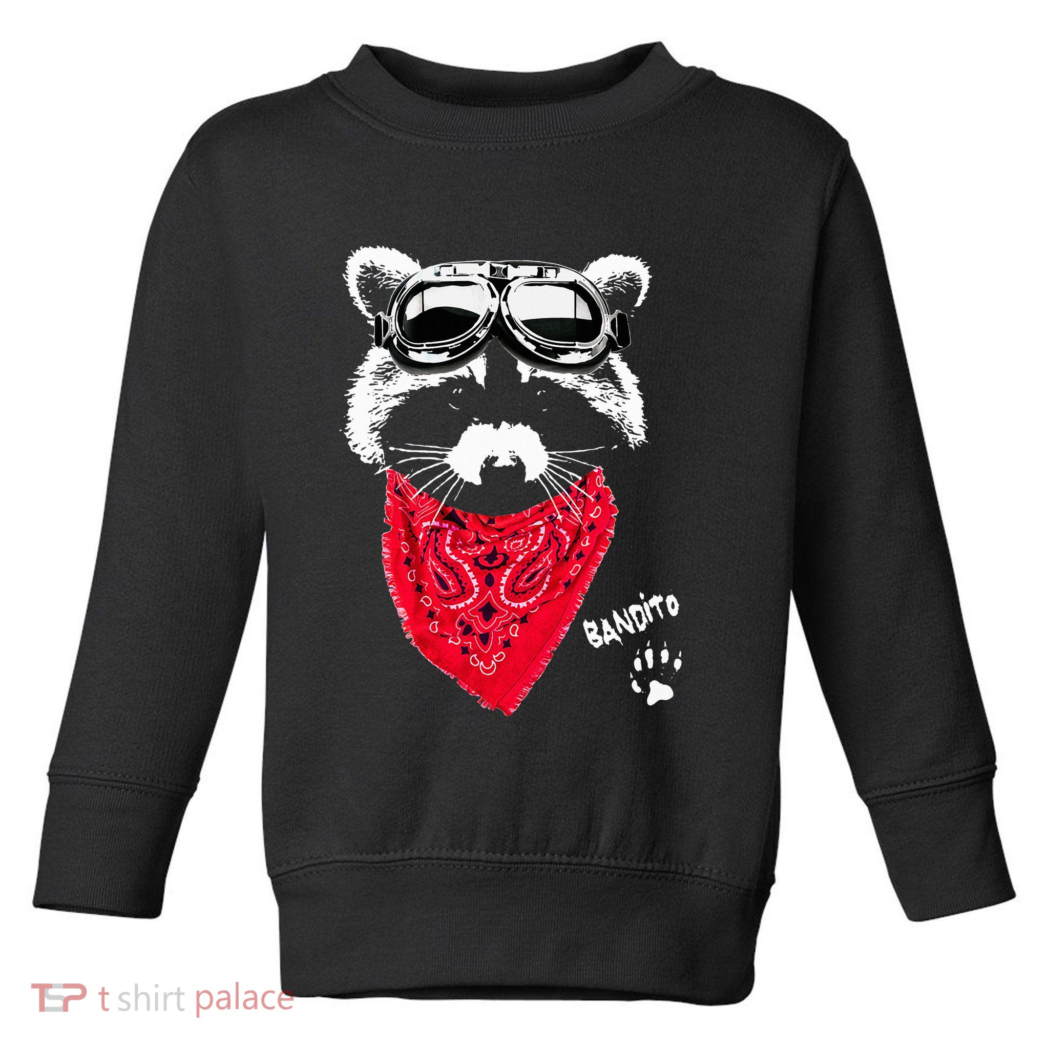 Bandito Raccoon In Red Scarf And Goggles Toddler Sweatshirt
