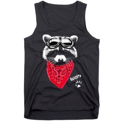 Bandito Raccoon In Red Scarf And Goggles Tank Top