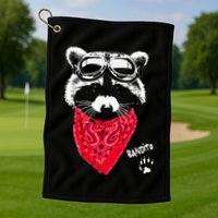 Bandito Raccoon In Red Scarf And Goggles Golf Towel