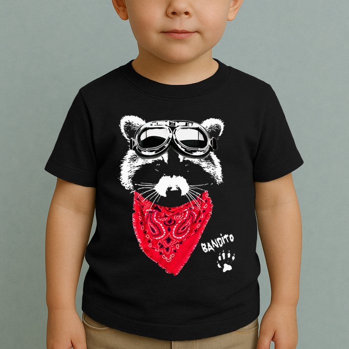 Bandito Raccoon In Red Scarf And Goggles Toddler T-Shirt