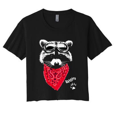 Bandito Raccoon In Red Scarf And Goggles Crop Top