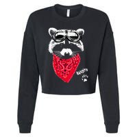 Bandito Raccoon In Red Scarf And Goggles Cropped Pullover Crew