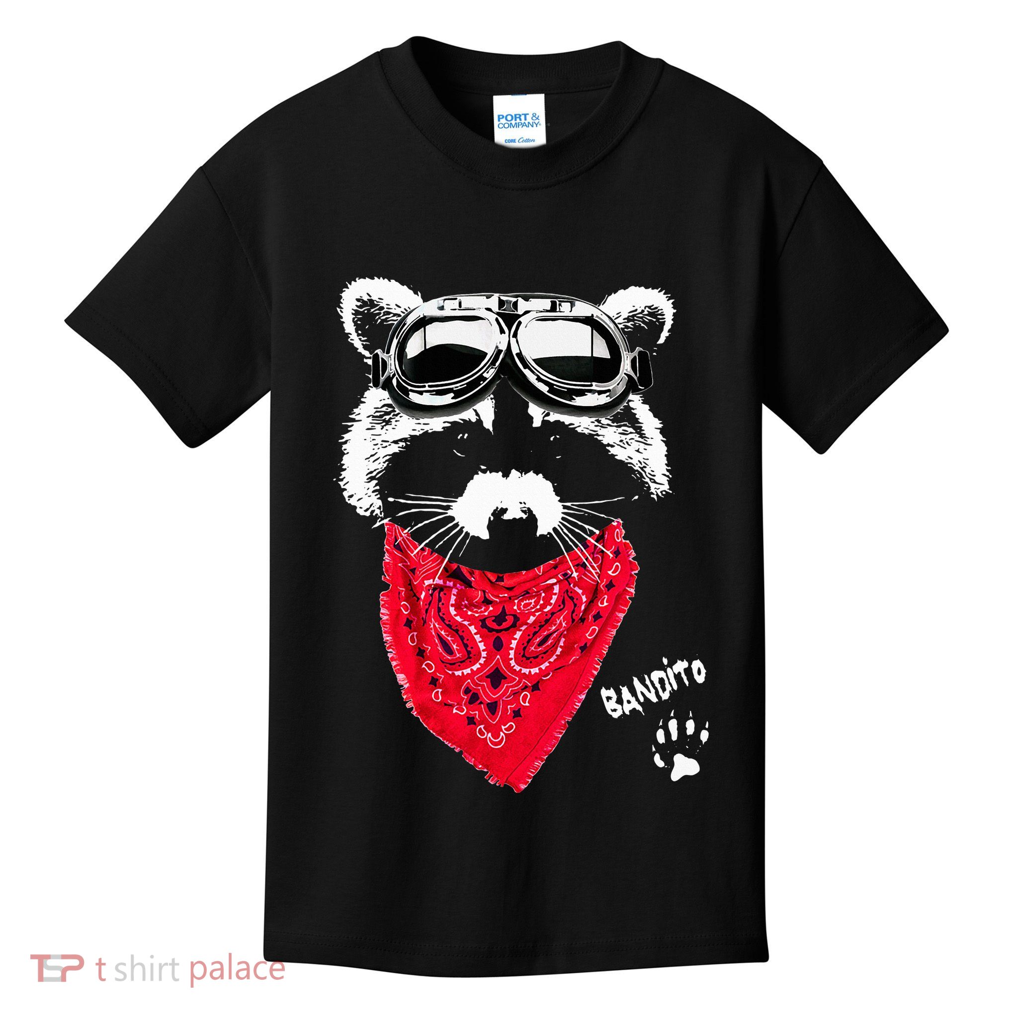Bandito Raccoon In Red Scarf And Goggles Kids T-Shirt