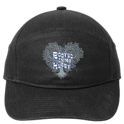 Blue Rooted in my Heart 7-Panel Snapback Hat