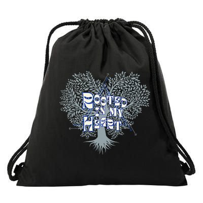 Blue Rooted in my Heart Drawstring Bag