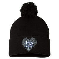 Blue Rooted in my Heart Pom Pom 12in Knit Beanie