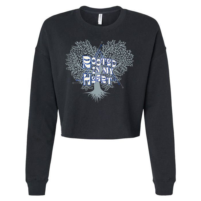 Blue Rooted in my Heart Cropped Pullover Crew