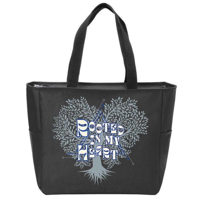 Blue Rooted in my Heart Zip Tote Bag