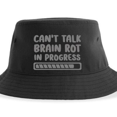 Brain Rot In Progress CanT Talk Gaming Brainrot Meme Sustainable Bucket Hat