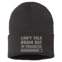 Brain Rot In Progress CanT Talk Gaming Brainrot Meme Sustainable Knit Beanie