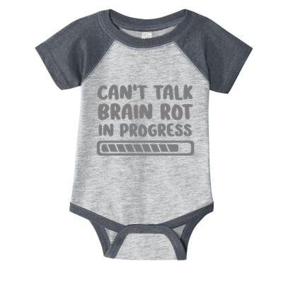Brain Rot In Progress CanT Talk Gaming Brainrot Meme Infant Baby Jersey Bodysuit