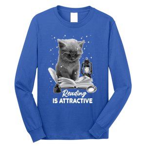 Bookaholic Reading Is Attractive Cat Reading A Book Bookish Meaningful Gift Long Sleeve Shirt