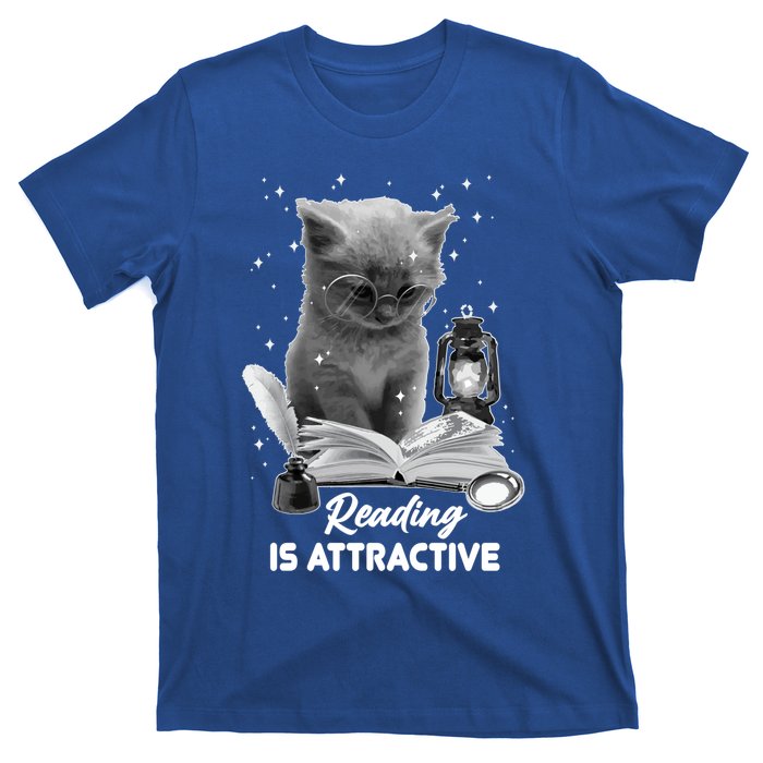 Bookaholic Reading Is Attractive Cat Reading A Book Bookish Meaningful Gift T-Shirt