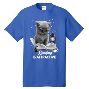 Bookaholic Reading Is Attractive Cat Reading A Book Bookish Meaningful Gift Tall T-Shirt