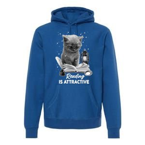 Bookaholic Reading Is Attractive Cat Reading A Book Bookish Meaningful Gift Premium Hoodie