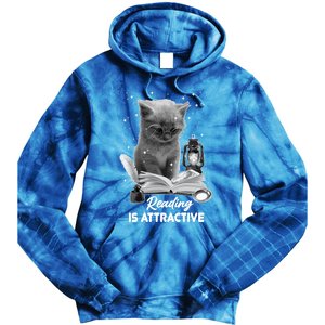 Bookaholic Reading Is Attractive Cat Reading A Book Bookish Meaningful Gift Tie Dye Hoodie