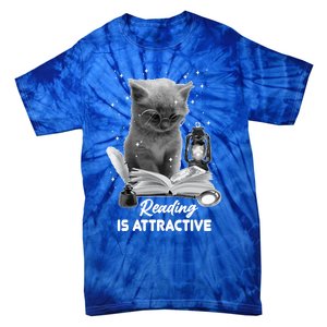 Bookaholic Reading Is Attractive Cat Reading A Book Bookish Meaningful Gift Tie-Dye T-Shirt