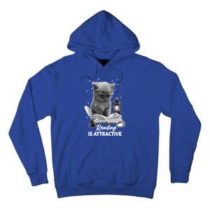 Bookaholic Reading Is Attractive Cat Reading A Book Bookish Meaningful Gift Tall Hoodie