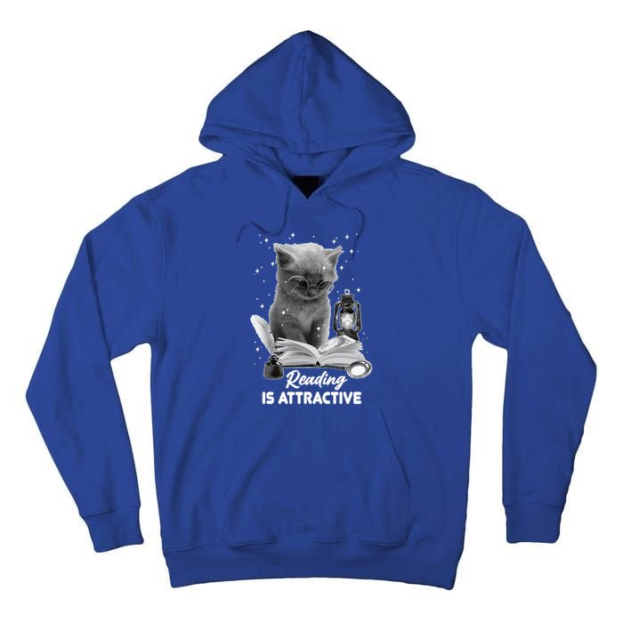 Bookaholic Reading Is Attractive Cat Reading A Book Bookish Meaningful Gift Tall Hoodie