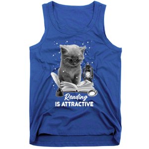 Bookaholic Reading Is Attractive Cat Reading A Book Bookish Meaningful Gift Tank Top