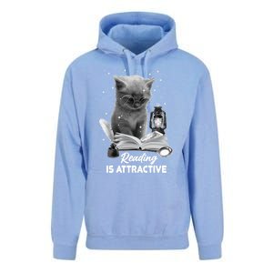 Bookaholic Reading Is Attractive Cat Reading A Book Bookish Meaningful Gift Unisex Surf Hoodie