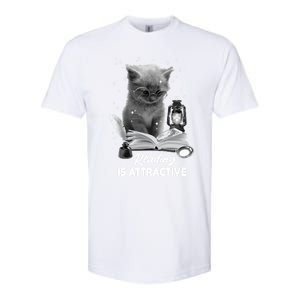 Bookaholic Reading Is Attractive Cat Reading A Book Bookish Meaningful Gift Softstyle CVC T-Shirt